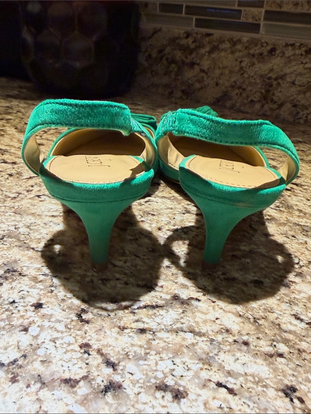 J. Crew Factory Kelly Green Bow Pointed-Toe Slingback Kitten Heel Pumps - Picture 5 of 13